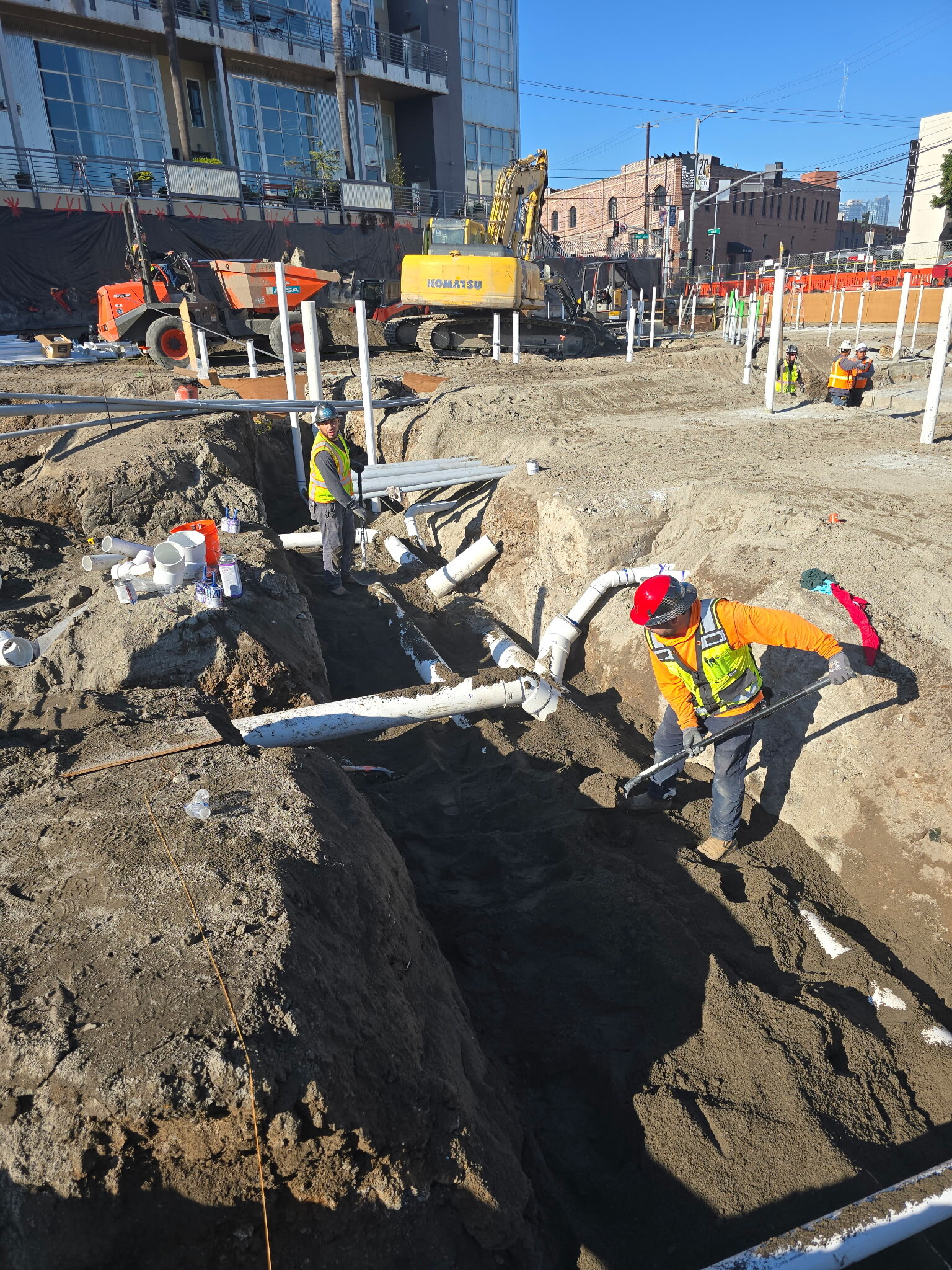Underground utility installation in progress