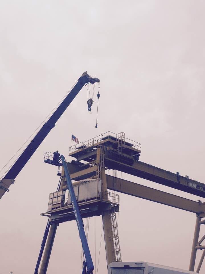 Structural work being coordinated around lifting equipment